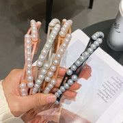 カチューシャ レディース ヘアアクセサリー 髪飾り 髪留め 折りたたみ 伸縮式 パール風 ヘアアレンジ おしゃれ 携帯 持ち運び