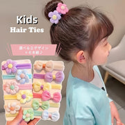 ヘアゴム 髪ゴム ヘアアクセサリー 髪くくり 6本組 キッズ 女の子 ガールズ お花 フラワー リボン 可愛い かわいい