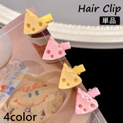 ヘアクリップ 単品 キッズ 女の子 子供 ヘアアクセサリー ヘアピン 髪飾り 髪留め チーズ かわいい おしゃれ ユニーク ヘアアレンジ