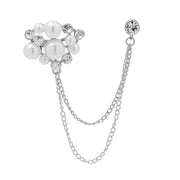 ラペルピン ピンブローチ レディース メンズ アクセサリー チェーン フェイクパール ラインストーン 結婚式 パーティー 上品 華やか おしゃれ