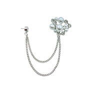 ラペルピン ピンブローチ レディース メンズ アクセサリー チェーン フェイクパール ラインストーン 結婚式 パーティー 上品 華やか おしゃれ