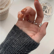 指輪 オープンリング 2個セット レディース 女性 アクセサリー ファッション小物 チェーン風 開口 シンプル おしゃれ かわいい きれいめ 太め カジュアル シンプル 存在感 大きめ お出かけ プレゼント ギフト 銀色