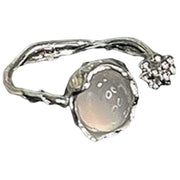 バン グル ブレスレット 指輪 リング 単品 1個 レディース アクセサリー 女性用 ストーン 半透明 シルバーカラー C型 腕輪 オープンリング おしゃれ かわいい ギフト プレゼント 贈り物