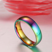リング 指輪 メンズ レディース 男性 女性 アクセサリー 幅広 6mm レインボー  カラフル シンプル 高級感 高見え 存在感 普段使い カジュアル メタル 贈り物 誕生日 ギフト 普段使い プレゼント ファッション小物 婦人 紳士 虹色