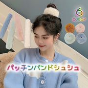 パッチンバンドシュシュ ワンタッチ ヘアゴム レディース ヘアアクセサリー ぱっちんバンド ブレスレット フェイクファー ロール式 棒状 ポニーテール ヘアアレンジ