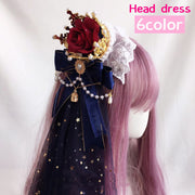 ヘッドドレス ロリータ ゴスロリ コスプレ コスチューム 大人用 レディース ヘアアクセサリー 髪飾り 王冠 リボン バラ チュール レース パール調 チャーム 仮装 衣装 ハロウィン イベント 可愛い おしゃれ ヘッドアクセサリー 女性