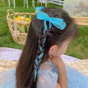 ヘアクリップ ヘアアクセサリー キッズ 女の子 子ども リボン型 ロング 長い 編み込み かわいい キュート 上品 エレガント 髪留め ヘアアレンジ サイド 髪飾り かわいい 可愛い お出かけ おしゃれ