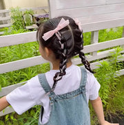 ヘアクリップ ヘアアクセサリー キッズ 女の子 子ども リボン型 ロング 長い 編み込み かわいい キュート 上品 エレガント 髪留め ヘアアレンジ サイド 髪飾り かわいい 可愛い お出かけ おしゃれ