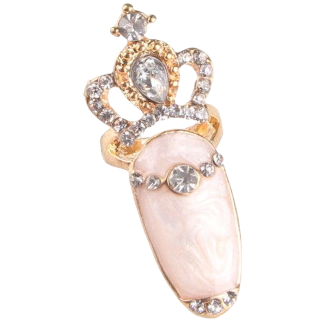 ネイルリング チップリング レディース アクセサリー 爪の指輪 フィンガー 指先用 ラインストーン 王冠 キラキラ かわいい おしゃれ