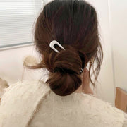 かんざし 簪 U字型 ヘアコーム レディース ヘアアクセサリー 髪飾り ヘアアレンジ まとめ髪 挿すだけ 簡単 ゴールドカラー シルバーカラー シンプル 夜会巻き ロングヘア セミロング 女性 婦人 誕生日 母の日 プレゼント 贈り物