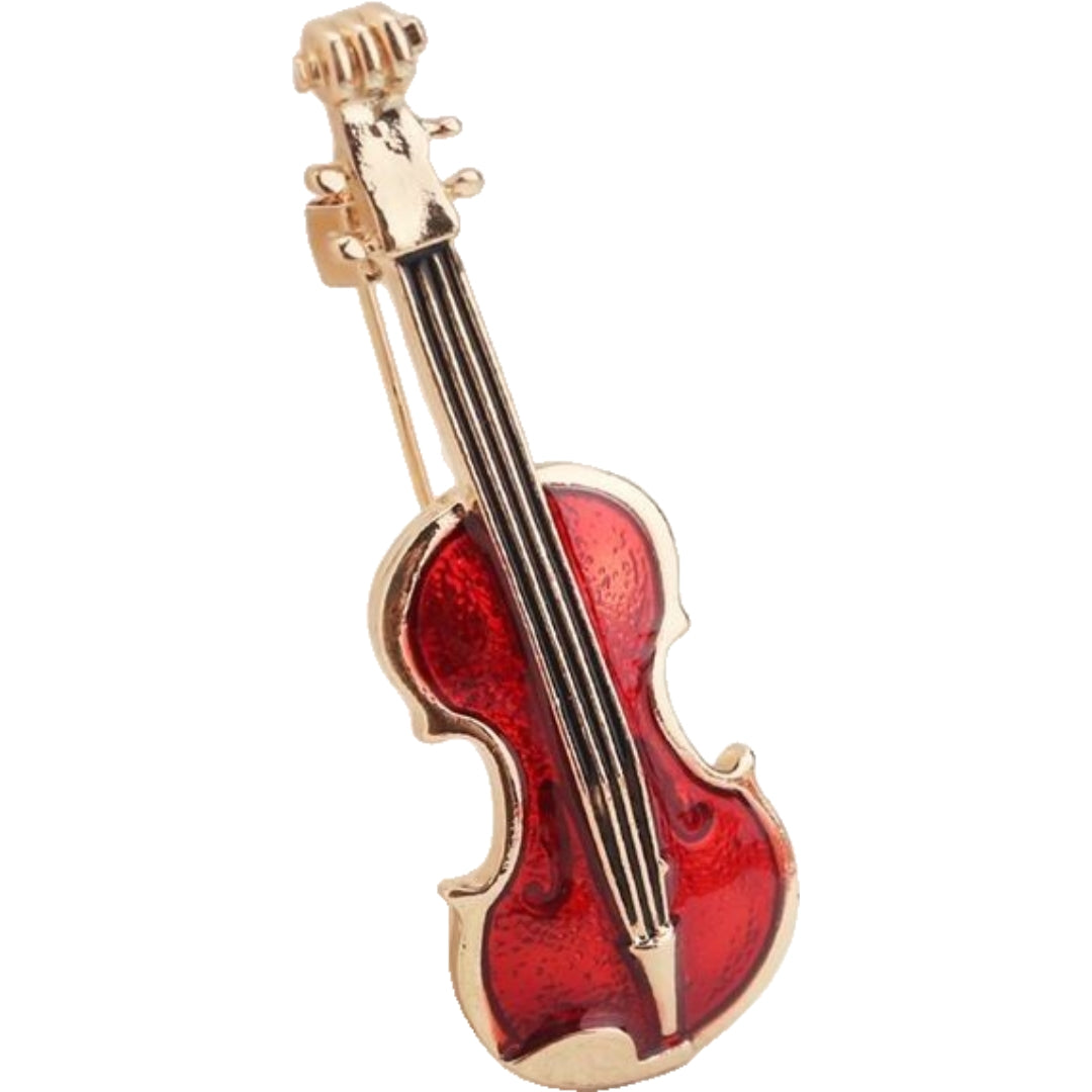 ピンブローチ レディース アクセサリー 音符 楽器 バイオリン ヴァイオリン×レッド バリエーション画像