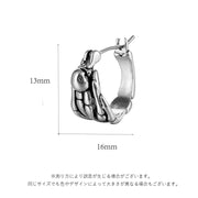 フープピアス 片耳用 メンズ レディース 男性 女性 ユニセックス 男女兼用 アクセサリー 骨 ボーン シルバーカラー クール かっこいい 無骨 パンクロック おしゃれ ペアルック お揃い プレゼント ギフト
