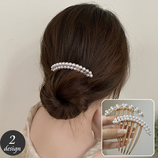 ヘアコーム 夜会巻きコーム レディース ヘアアクセサリー 女性用 フェイクパール 商品画像