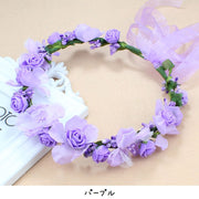 ヘッドコサージュ ヘッドドレス ブライダル 花冠 フラワーティアラ ウエディング コスプレ 髪飾り ヘアアクセサリー ヘアアレンジ レディース 花飾り ピンク ホワイト ブルー ブラウン