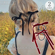 ヘアゴム 髪ゴム 2本セット レディース 女性 女の子 ヘアアクセサリー 髪飾り リボン ベルベット調 無地 単色 シンプル ポニーテール ツインテール ヘアアレンジ 地雷系 フェミニン ガーリー 普段使い お出かけ かわいい おしゃれ