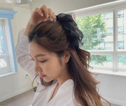 バナナクリップ ヘアクリップ レディース ヘアアクセサリー 髪留め 髪飾り オーガンジー風リボン 大きめ 可愛い ヘアアレンジ