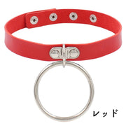 チョーカー ネックレス レディース 女性 アクセサリー 幅広 レザー調 フェイクレザー リング リング  可愛い おしゃれ 太め ワイド ゴシック パンクロック シンプル