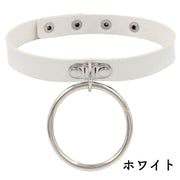 チョーカー ネックレス レディース 女性 アクセサリー 幅広 レザー調 フェイクレザー リング リング  可愛い おしゃれ 太め ワイド ゴシック パンクロック シンプル