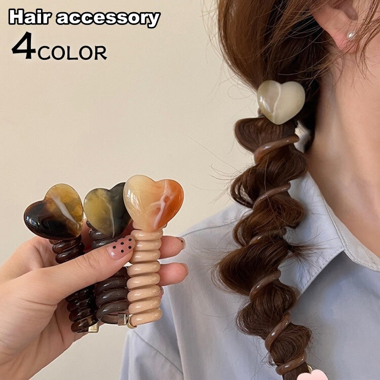 コイルポニー レディース 女性用 ヘアアクセサリー スパイラルポニー ハート 商品画像