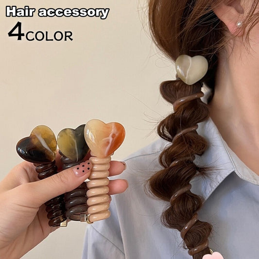 コイルポニー レディース 女性用 ヘアアクセサリー スパイラルポニー ハート 商品画像