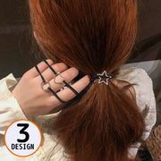 ヘアゴム リングゴム レディース 髪飾り 髪留め ヘアアクセサリー ヘアアレンジ まとめ髪 結び目 2重 リング ハート スター 星