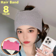 ヘアバンド ヘッドバンド レディース リブニット ヘアアクセサリー 髪留め 幅広 猫耳 ネコ耳 洗顔 汗止め 吸汗 無地 可愛い