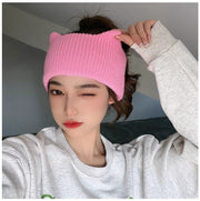 ヘアバンド ヘッドバンド レディース リブニット ヘアアクセサリー 髪留め 幅広 猫耳 ネコ耳 洗顔 汗止め 吸汗 無地 可愛い