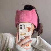 ヘアバンド ヘッドバンド レディース リブニット ヘアアクセサリー 髪留め 幅広 猫耳 ネコ耳 洗顔 汗止め 吸汗 無地 可愛い