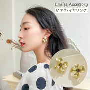 ピアス イヤリング レディース アクセサリー フラワー 花 大きめ 大ぶり ゴールドカラー かわいい おしゃれ きれいめ キュート 女性 大人女子 プレゼント スタッドピアス