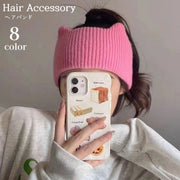 ヘアバンド ニット 幅広 レディース ヘアアクセサリー 髪留め 髪飾り ヘアアレンジ 猫耳 ネコ耳 女性用 婦人用 可愛い ヘアーバンド デイリー 普段使い 洗顔