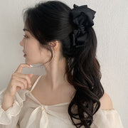 ヘアクリップ バナナクリップ レディース 女性 婦人 大人 髪留め 髪飾り ヘアアクセサリー リボン風 黒 茶色 ピンク カーキ色 かわいい 可愛い おしゃれ シンプル お出かけシーン