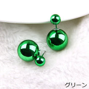 ピアス スタッドピアス レディース アクセサリー バックキャッチ付き ボール 丸玉 大粒 シンプル 光沢 リバーシブル 2WAY 3WAY パール風 おしゃれ お洒落 普段使い お出かけ お呼ばれ 女性 婦人 ギフト 贈り物