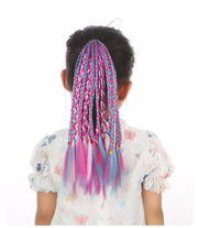 エクステ ヘアゴム 三つ編み 部分ウィッグ キッズ 子供用 ヘアアクセサリー グラデーション ツイスト つけ毛 つけ髪 付け毛 ヘアピース ヘアアレンジ エクステンション ワンポイント カラー おしゃれ かわいい かっこいい ダンス 仮装 ハロウィン イベント パーティー