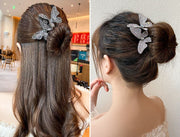 シニヨンメーカー おだんごメーカー ヘアワイヤー レディース 女性 ヘアアクセサリー 髪留め ファッション雑貨 蝶々 バタフライ ちょうちょ ブラック シルバーカラー かわいい キュート ガーリー