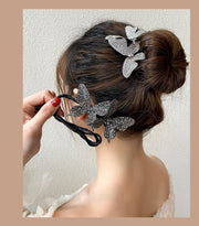 シニヨンメーカー おだんごメーカー ヘアワイヤー レディース 女性 ヘアアクセサリー 髪留め ファッション雑貨 蝶々 バタフライ ちょうちょ ブラック シルバーカラー かわいい キュート ガーリー