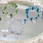 ブレスレット レディース アクセサリー 女性用 腕輪 水晶風 クリスタル風 ストーン風 キラキラ 蝶 チョウ バタフライ おしゃれ かわいい フェミニン キュート ギフト プレゼント 贈り物 大人可愛い