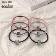 ヘアゴム レディース ヘアアクセサリー クリア キューブ おしゃれ かわいい 可愛い シンプル きれいめ まとめ髪 ポニーテール お出かけシーン 仕事 青 黒 グレー