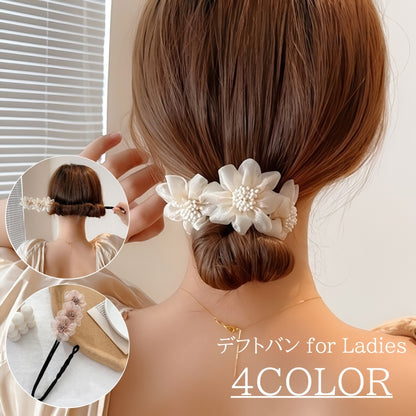 デフトバン レディース ヘアアクセサリー シニヨンメーカー お団子メーカー フラワー 商品画像