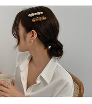 ヘアクリップ 2個セット ヘアピン ヘアアクセサリー レディース 女性 髪留め 髪飾り パール調 べっ甲風 ツイスト チェーン かわいい おしゃれ