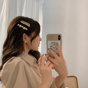 ヘアクリップ 2個セット ヘアピン ヘアアクセサリー レディース 女性 髪留め 髪飾り パール調 べっ甲風 ツイスト チェーン かわいい おしゃれ