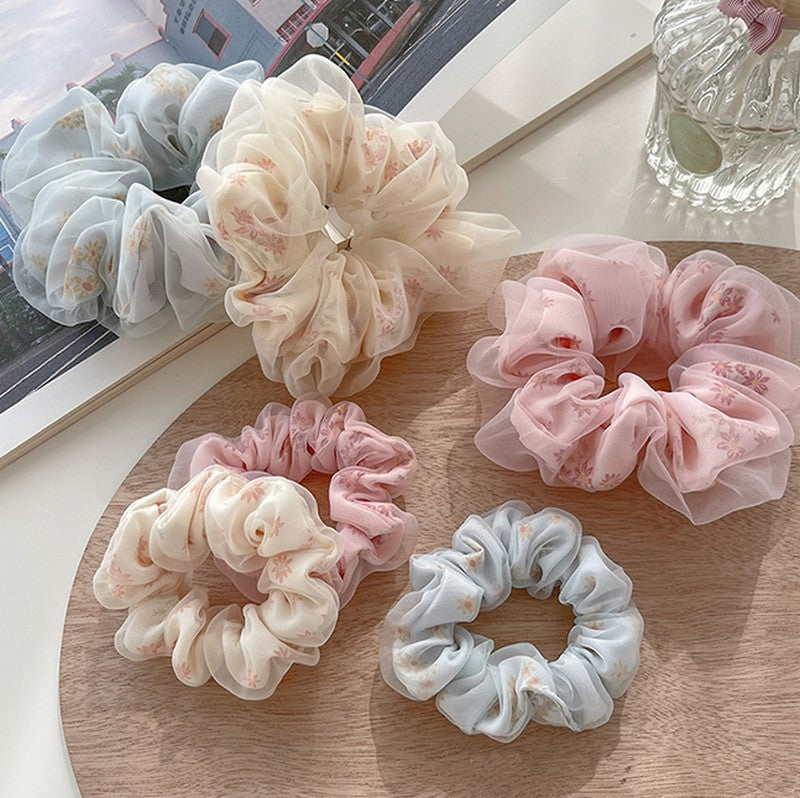 シュシュ 同色2個セット ヘアゴム 髪留め チュールレース メッシュ 商品画像3