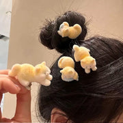 ヘアクリップ 髪留め 同デザイン2個セット レディース 女性 ヘアアクセサリー ファッション雑貨 ネコ 猫 くちばしクリップ フロッキー加工 フェミニン ガーリー カジュアル ポップ かわいい 可愛い キュート ユニーク おしゃれ