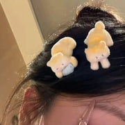 ヘアクリップ 髪留め 同デザイン2個セット レディース 女性 ヘアアクセサリー ファッション雑貨 ネコ 猫 くちばしクリップ フロッキー加工 フェミニン ガーリー カジュアル ポップ かわいい 可愛い キュート ユニーク おしゃれ