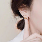 ピアス スタッドピアス アクセサリー レディース 女性 半円 ラインストーン リングピアス風 重ね付け風 おしゃれ 上品 かわいい カジュアル お出かけ プレゼント