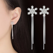 スタッドピアス アクセサリー レディース 女性用 ファッション小物 バックキャッチ チェーン 雪の結晶 スノー ラインストーン 華やか 上品 エレガント かわいい おしゃれ 揺れる ゆらゆら プレゼント ギフト 誕生日 記念日