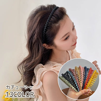カチューシャ レディース ヘアアクセサリー ウェーブ ヘアバンド 細め 商品画像