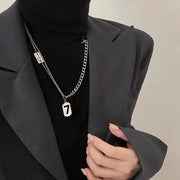 ペンダント レディース アクセサリー ネックレス チェーン シルバーカラー ナンバー 数字 シンプル