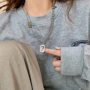 ペンダント レディース アクセサリー ネックレス チェーン シルバーカラー ナンバー 数字 シンプル