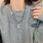 ペンダント レディース アクセサリー ネックレス チェーン シルバーカラー ナンバー 数字 シンプル