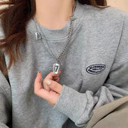 ペンダント レディース アクセサリー ネックレス チェーン シルバーカラー ナンバー 数字 シンプル